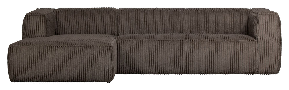 Woood Bean 3-pers. Sofa with left-facing Chaise longue, Mud velvet