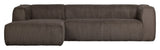 Woood Bean 3-pers. Sofa with left-facing Chaise longue, Mud velvet