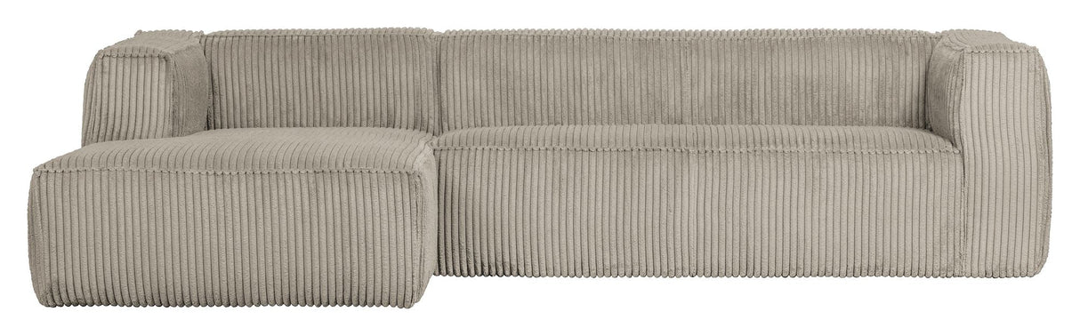 Woood Bean 3-pers. Sofa with left-facing Chaise longue, Natural velvet