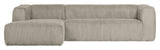 Woood Bean 3-pers. Sofa with left-facing Chaise longue, Natural velvet