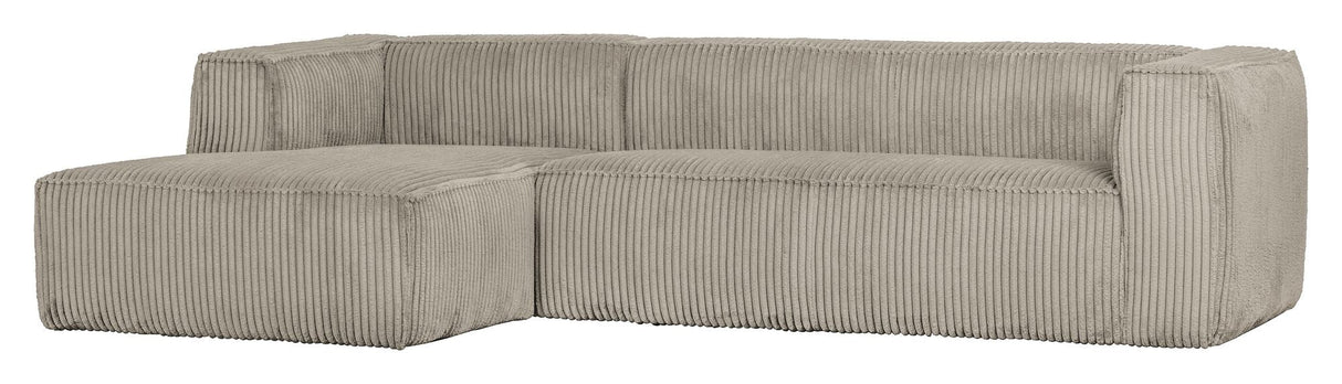 Woood Bean 3-pers. Sofa with left-facing Chaise longue, Natural velvet