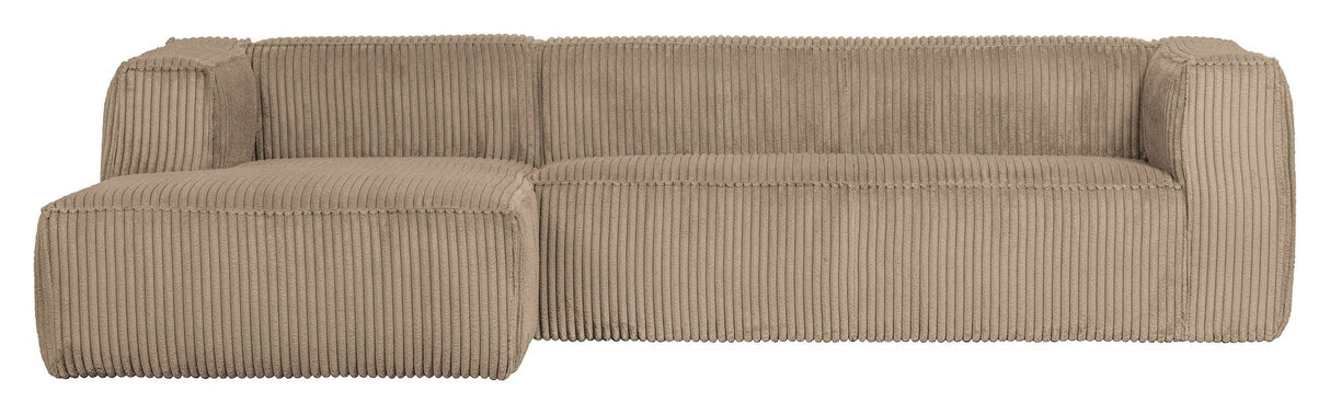 Woood Bean 3-pers. Sofa with left-facing Chaise longue, Travertin Velvet