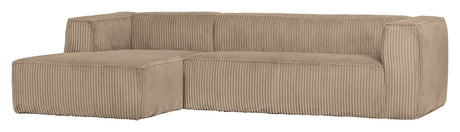 Woood Bean 3-pers. Sofa with left-facing Chaise longue, Travertin Velvet