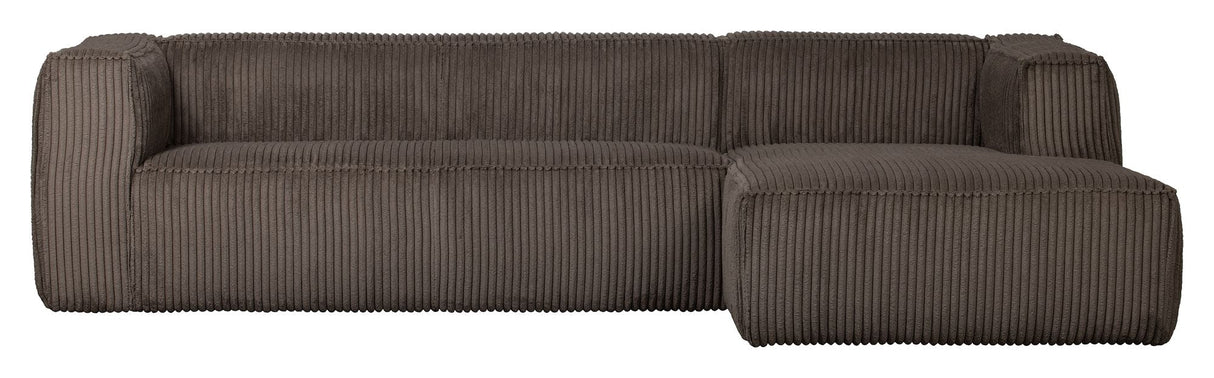 Woood Bean Sofa with right-facing Chaise longue, Mud velvet