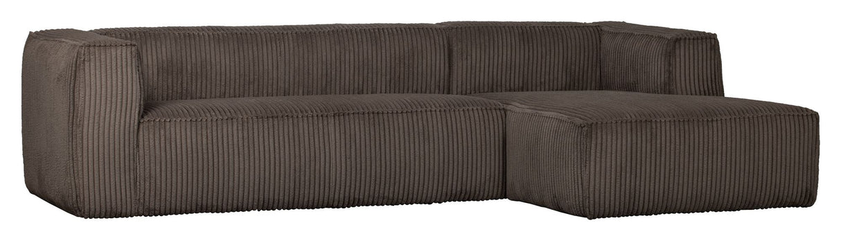 Woood Bean Sofa with right-facing Chaise longue, Mud velvet