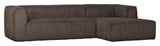 Woood Bean Sofa with right-facing Chaise longue, Mud velvet