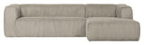 Woood Bean Sofa with right-facing Chaise longue, Natural velvet