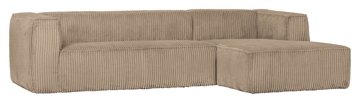 Woood Bean Sofa with right-facing Chaise longue, Travertin Velvet