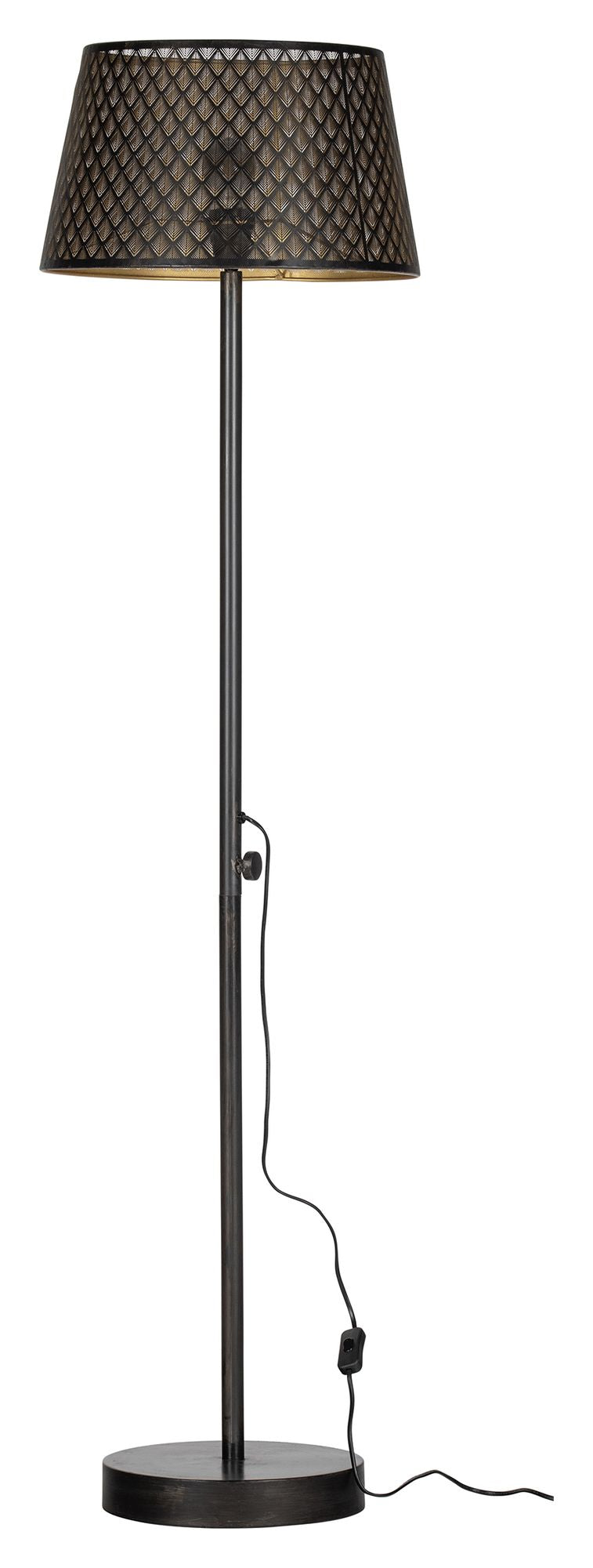 Woood Kars Floor Lamp - Black/Antique Brass, H161