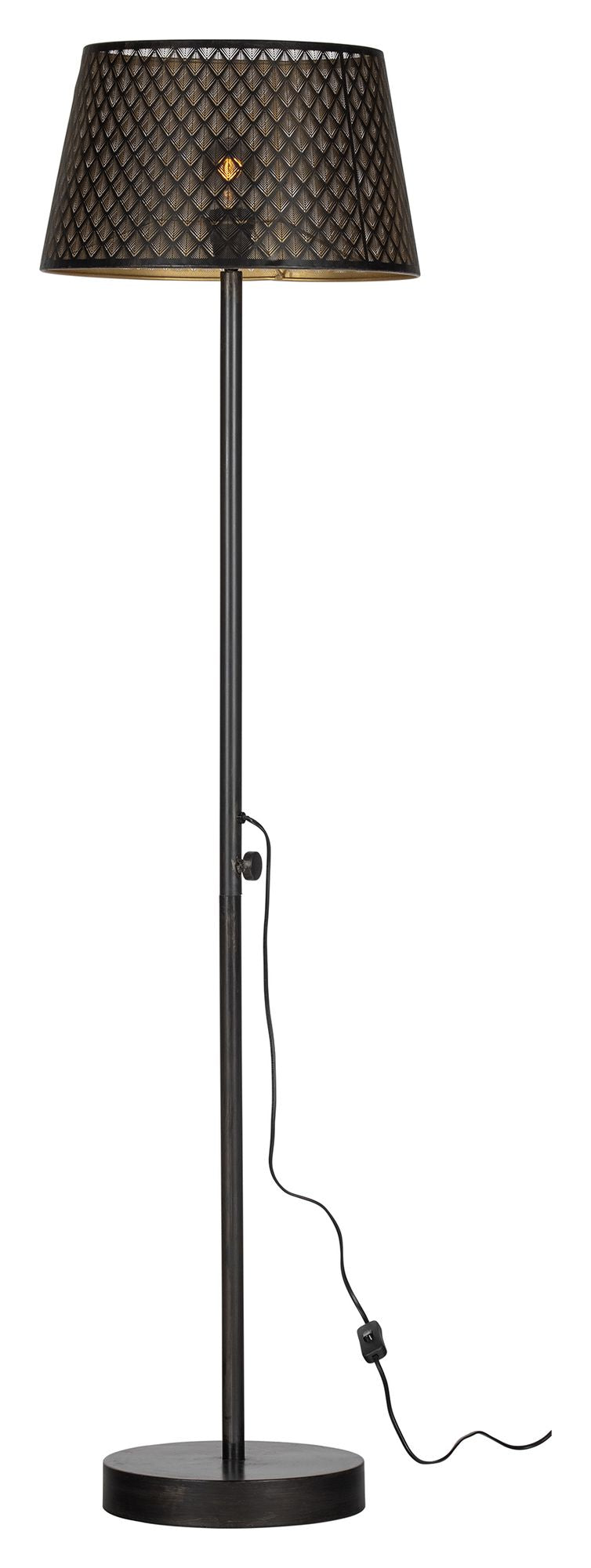 Woood Kars Floor Lamp - Black/Antique Brass, H161