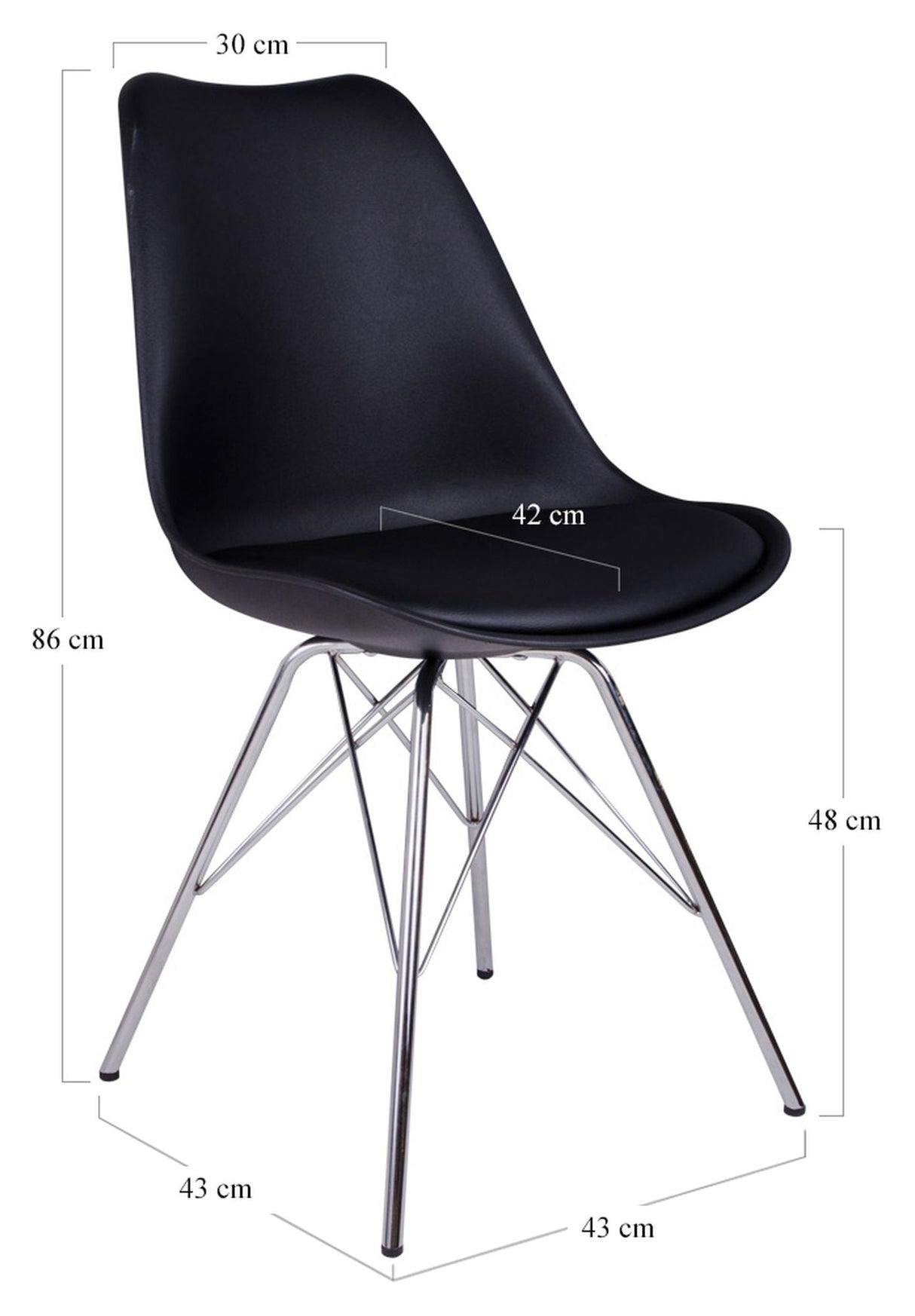 Oslo Dining chair, Black, black legs