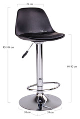 Trondheim Bar stool, Black, chrome legs