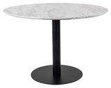 Bolzano Dining Table, White Marble-look/Black, Ø110x75