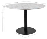 Bolzano Dining Table, White Marble-look/Black, Ø110x75