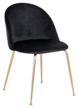 Geneve Dining Chair, Black Velour/Brass