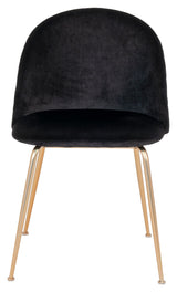 Geneve Dining Chair, Black Velour/Brass