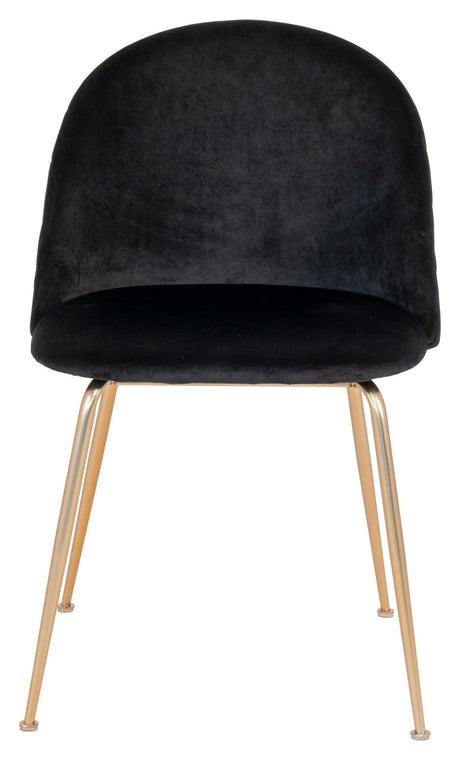 Geneve Dining Chair, Black Velour/Brass