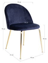 Geneve Dining Chair, Black Velour/Brass