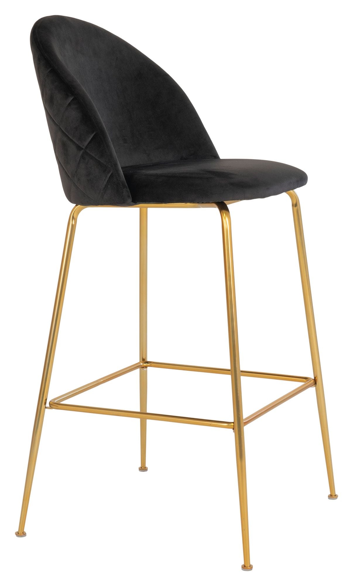 Lausanne Barstool, Black Velvet/Brass