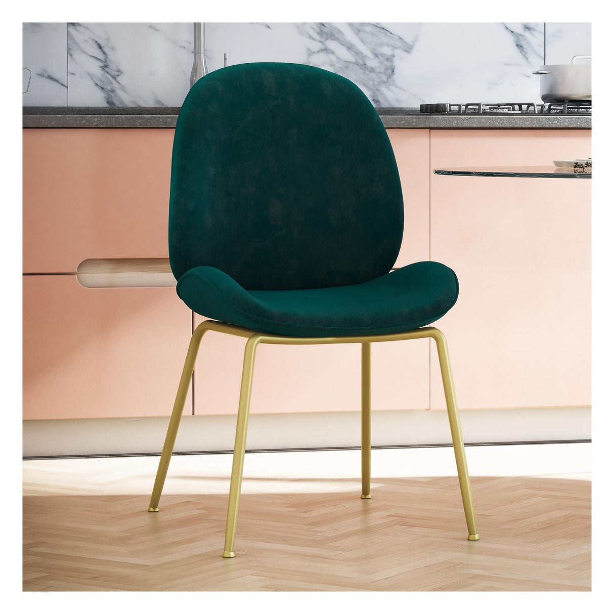 Astor Dining chair upholstered, Green velvet