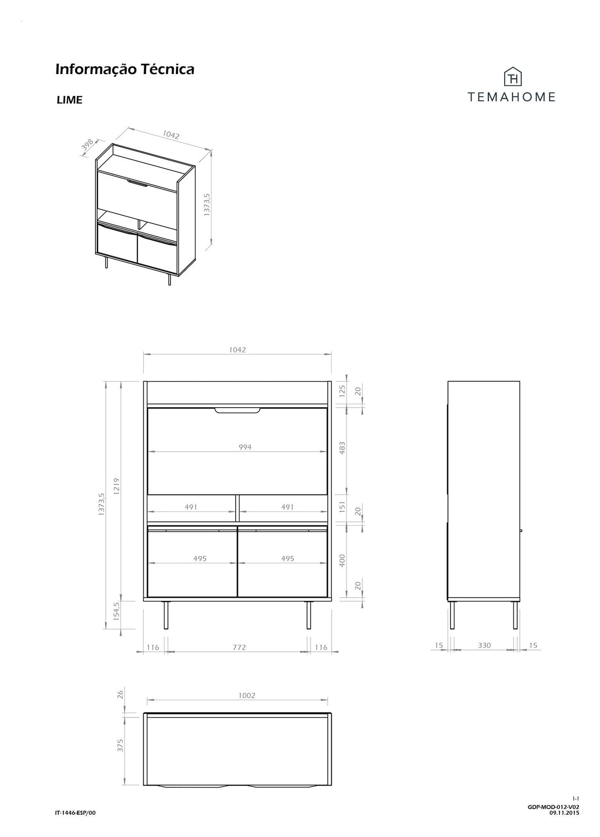 Lime Desk - Oak/Black