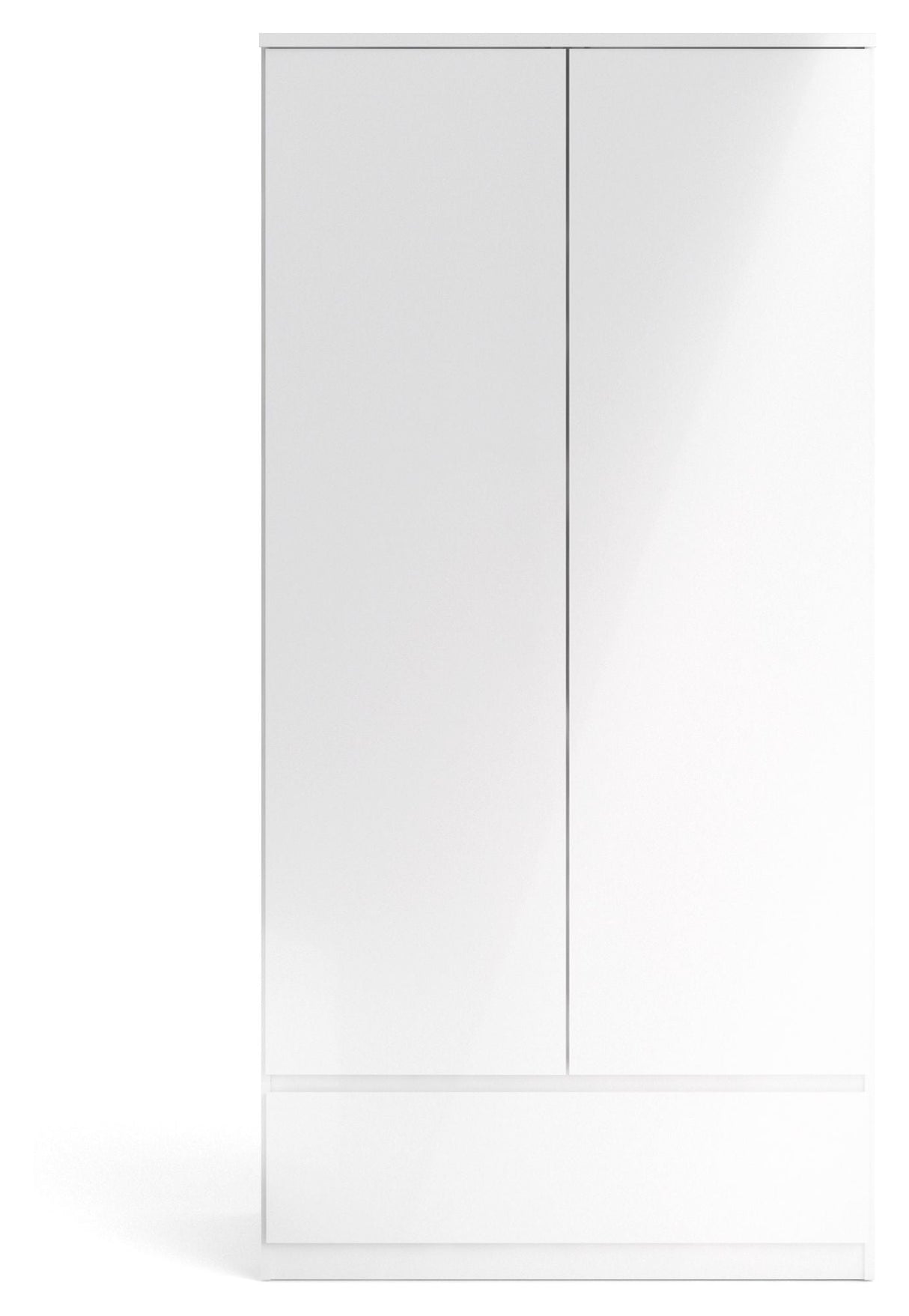 Naia Wardrobe - White high gloss w/2 doors + 1 drawer