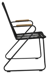 Bois Garden Chair with armrests, Black Alu/Black Rope