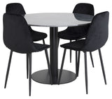 Estelle Marble Dining table with 4 Polar Diamond Chairs