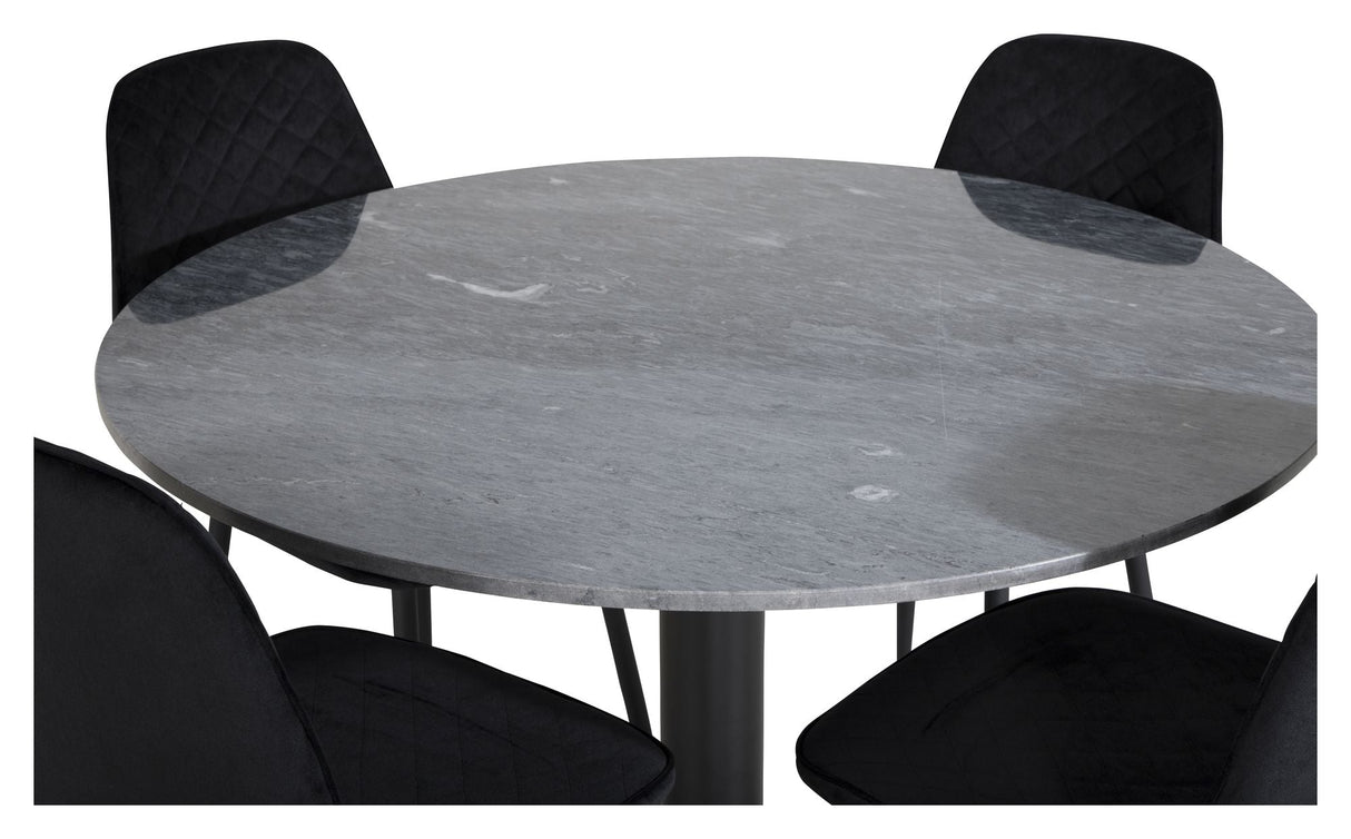 Estelle Marble Dining table with 4 Polar Diamond Chairs