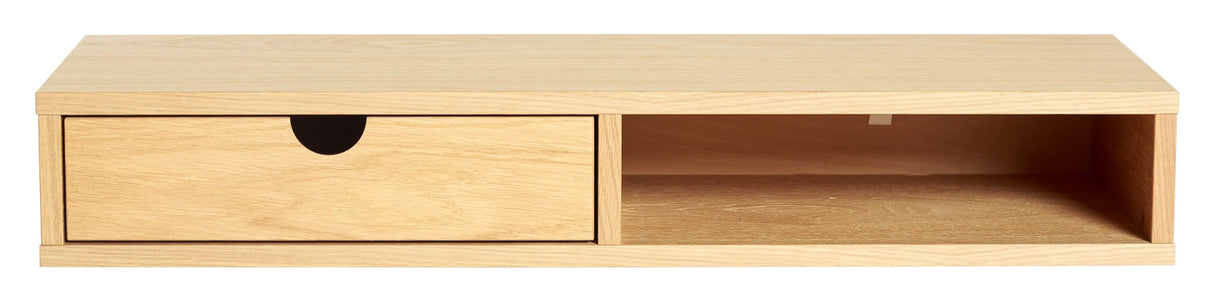 Farsta Wall-hung shelf with drawer, oak veneer, W:78cm