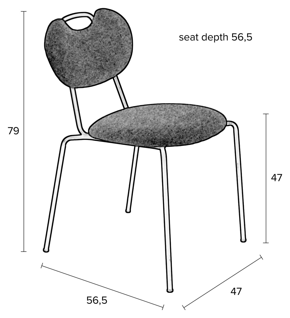 homii Aspen Dining Chair, Black Fabric