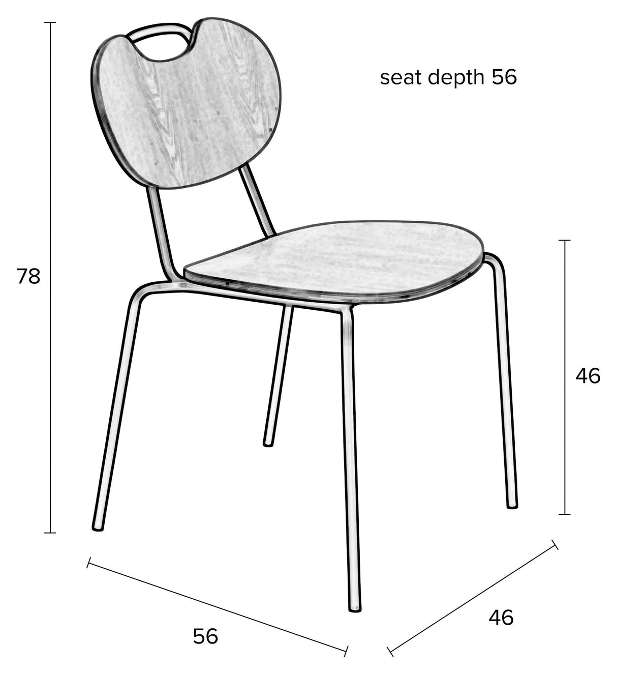 homii Aspen Dining Chair, Nature/Black