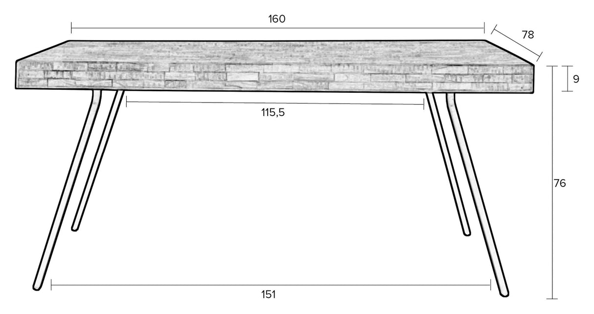 homii Suri Dining Table Black, 160x78