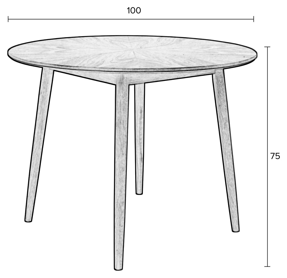 homii Fabio Dining Table, Oak veneer, Ø100