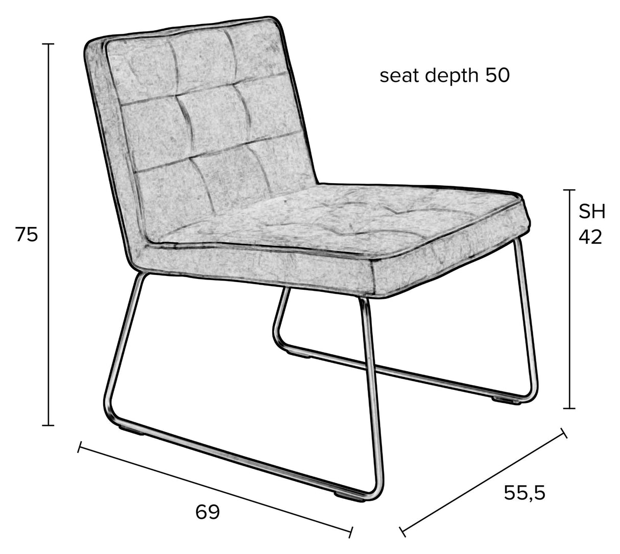 homii Clark Lounge Chair, Gold/Yellow