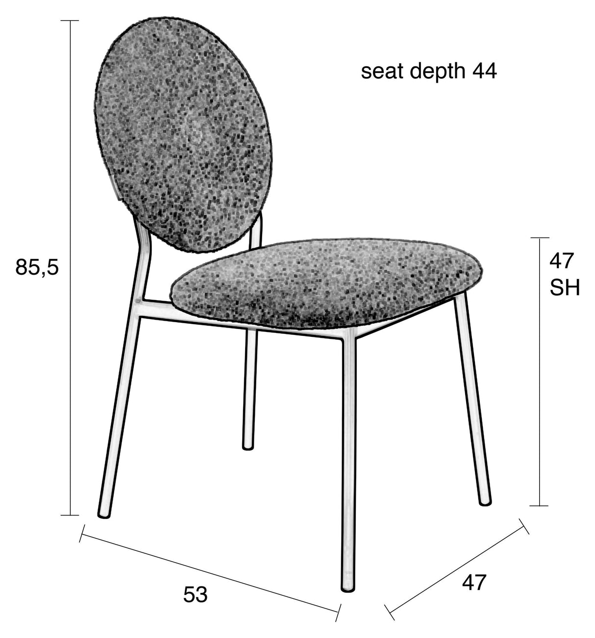 Zuiver Mist Dining Chair, Blue/Gray