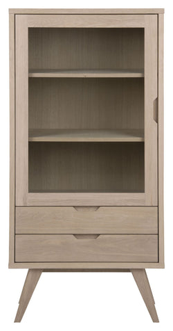 A-Line Vitrine cabinet, Solid and oak veneer, White pigmented oil