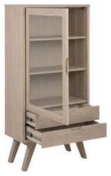 A-Line Vitrine cabinet, Solid and oak veneer, White pigmented oil