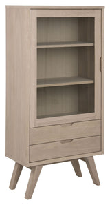 A-Line Vitrine cabinet, Solid and oak veneer, White pigmented oil