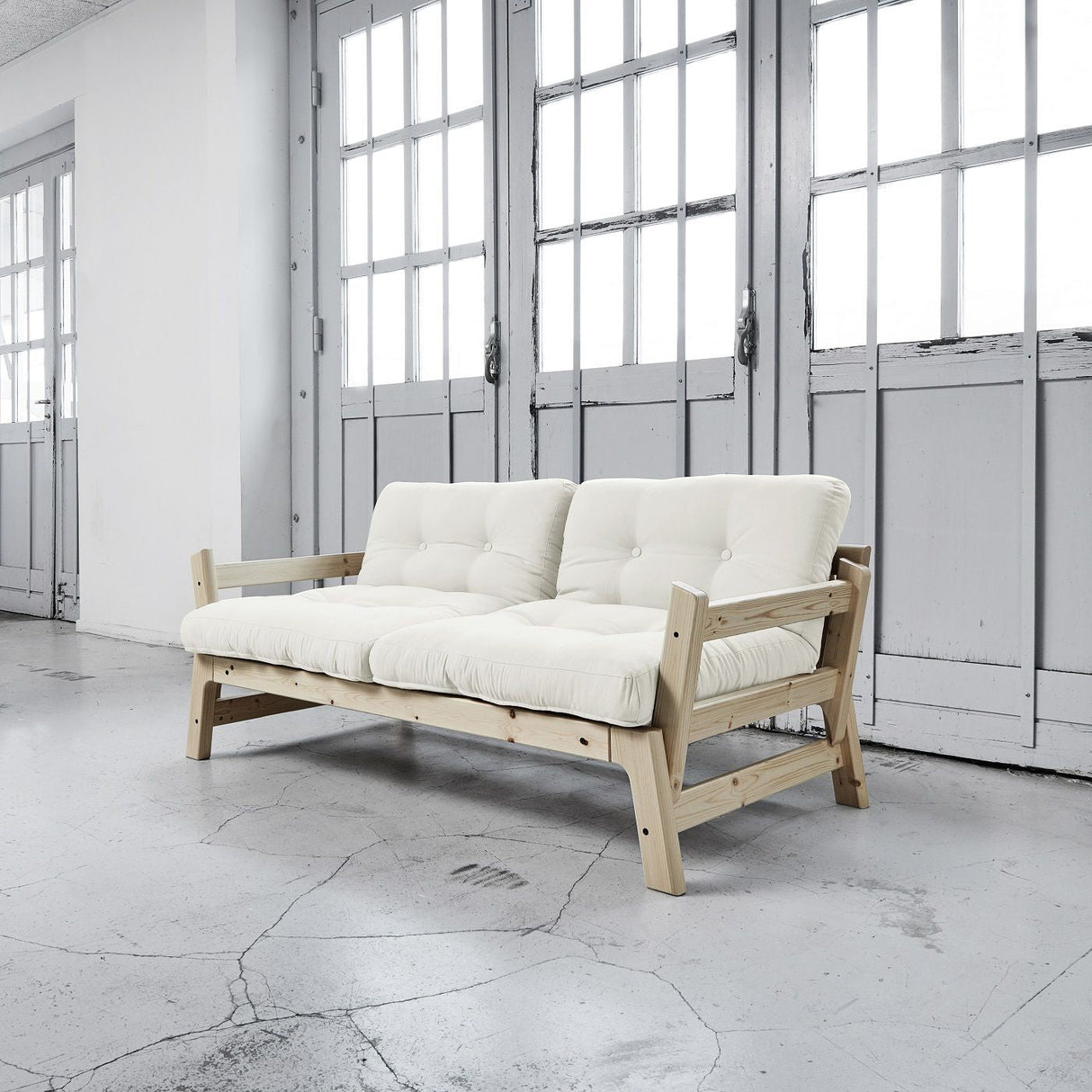 Step Sofa bed, 200, Pine/Off-white