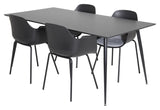 Silar Dining table in black Melamine with 4 Comfort chairs, Black Plastic