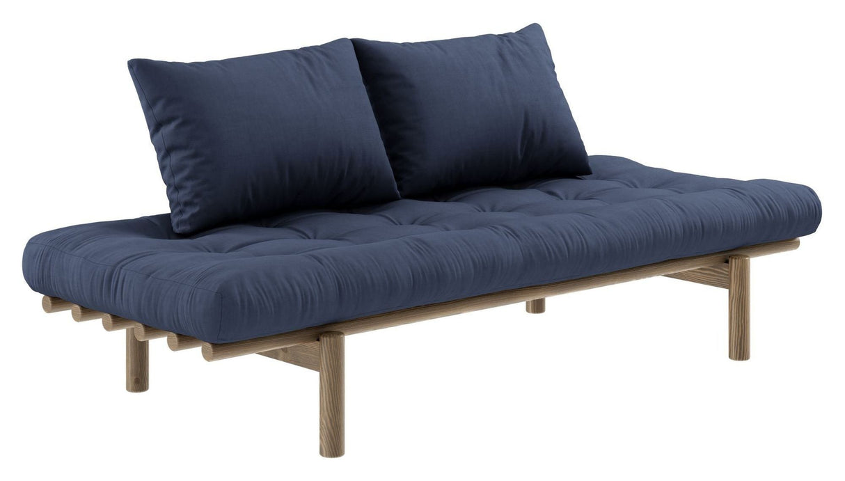 Pace Daybed Sofa bed, Brown lacquered pine, Navy