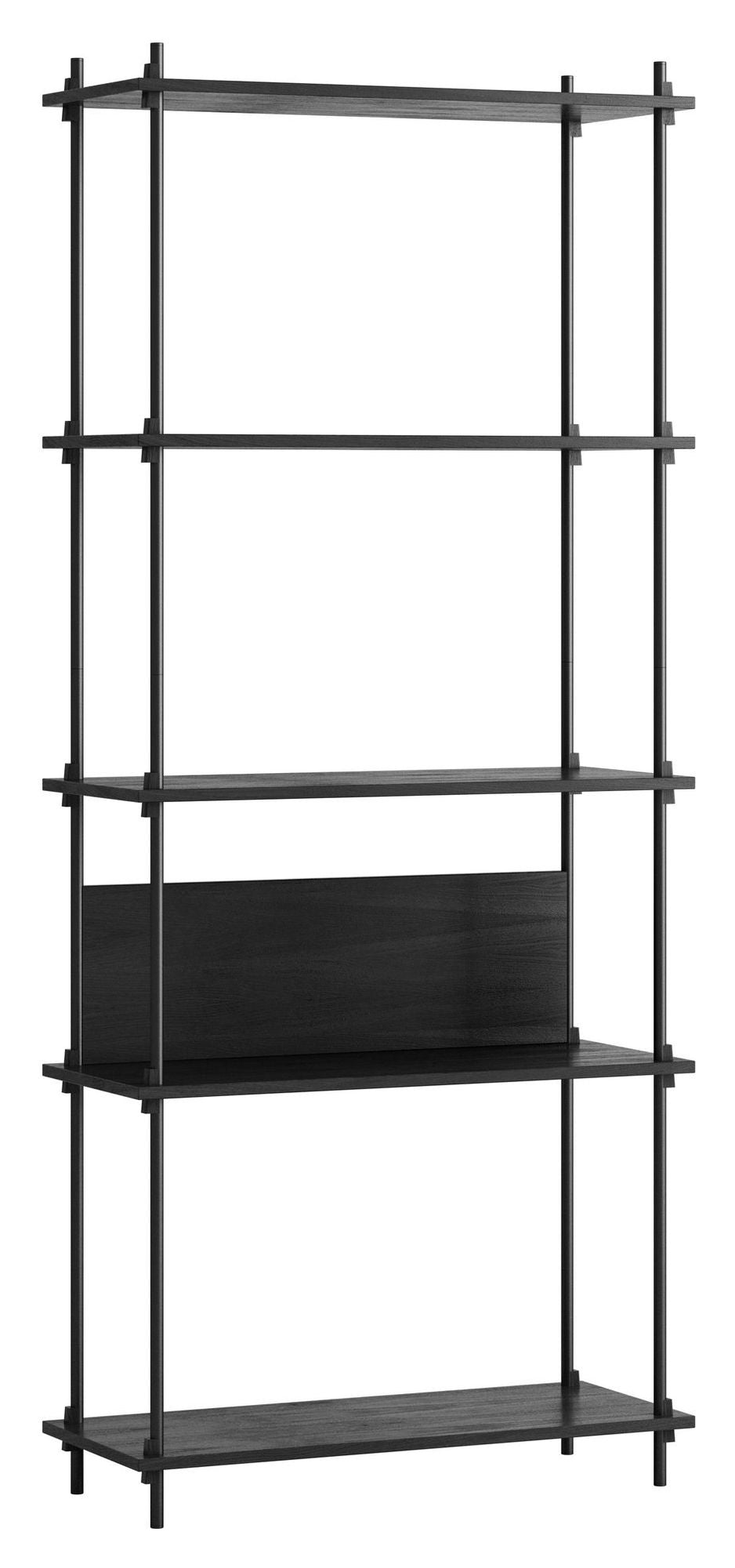 Shelving System, 1 bay, 5 shelves, H:200, Black/black