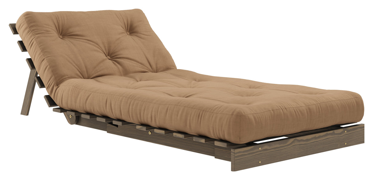 Roots 90 Sofa bed, Brown lacquered pine, Mocca