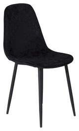 Polar Diamond Dining chair, Black velvet with black metal legs