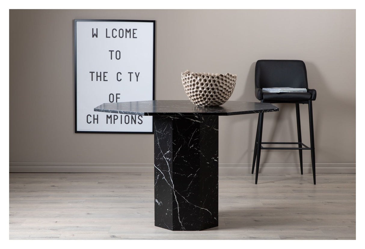 Marbs Dining table, Ø110, Black marble look