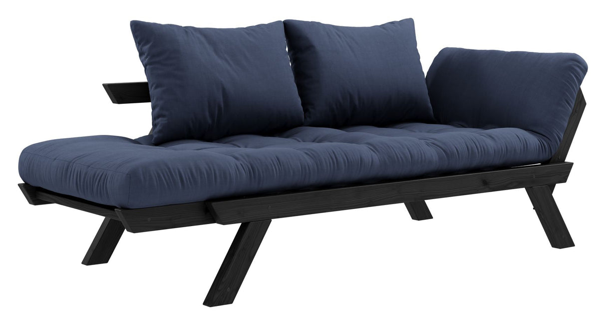 Bebop Sofa bed, Black lacquered, Pine/Navy