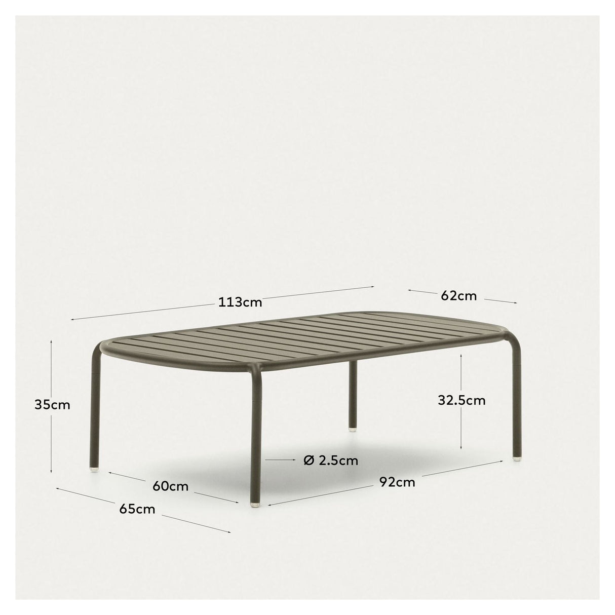 Joncols Lounge Table, Green alu, Ø110x62