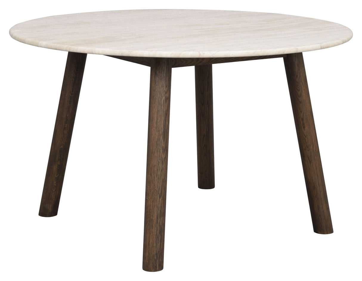 Taransay Dining table, Beige travertine, Brown oak, Ø125