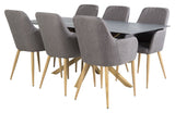 Piazza Dining table in Gray Spraystone w. 6 Comfort Chairs, Gray